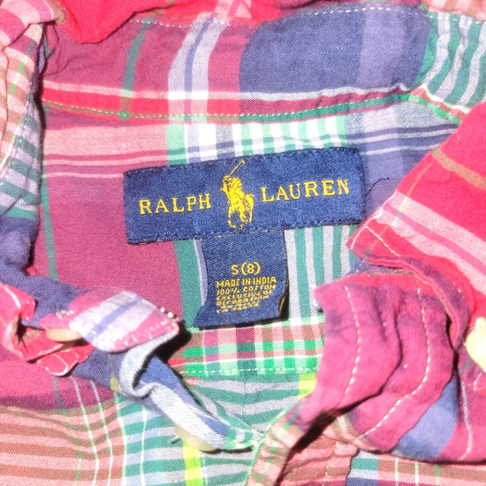 Ralph Lauren plaid, short sleeve button up shirt